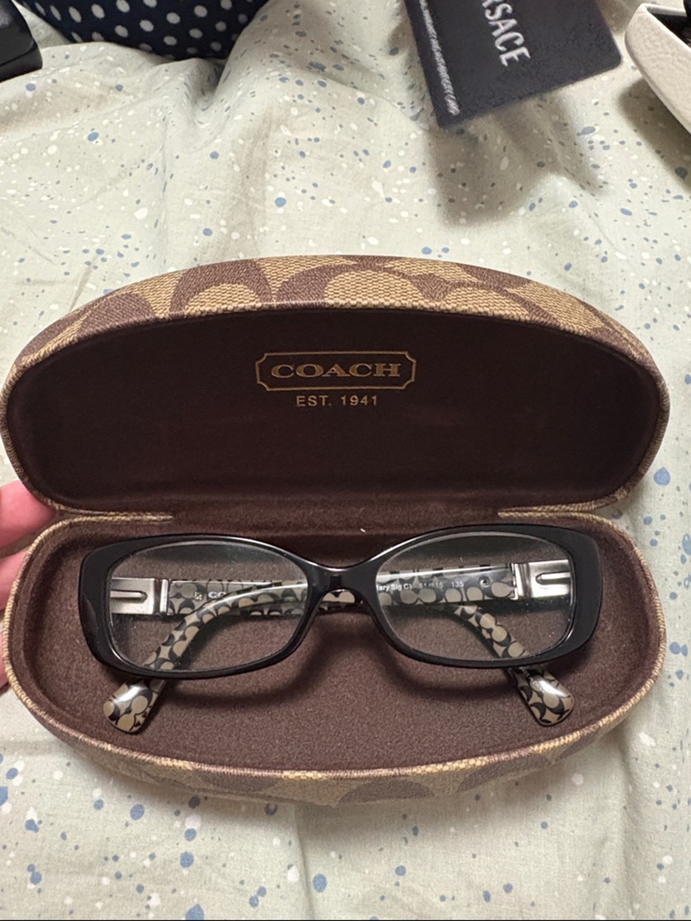 Coach Black Women's Eyeglasses with Signature Pattern Temples